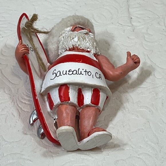 Hitchhiking Surfing Santa 2018 Sausalito, CA Hanging Christmas Tree Ornament - Picture 5 of 9